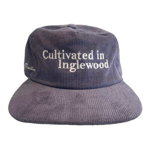 Cultivated in Inglewood Cord Cap - smoke grey/off white