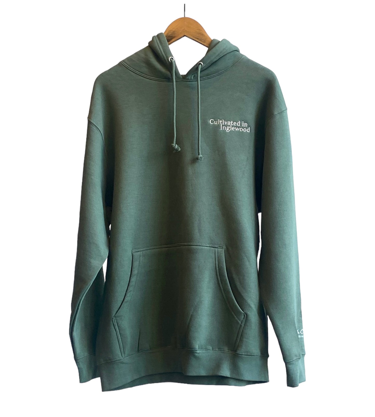 Cultivated in Inglewood Hooded Sweatshirt - sage/off white