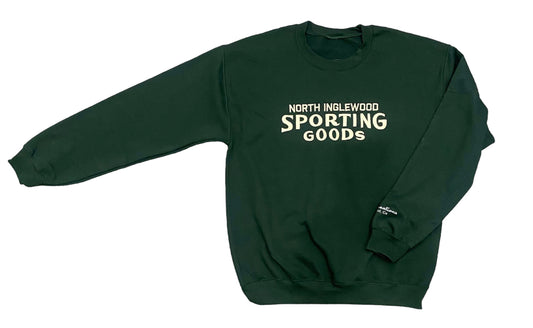 North Inglewood Sporting Goods Embroidered Crewneck - forest/cream