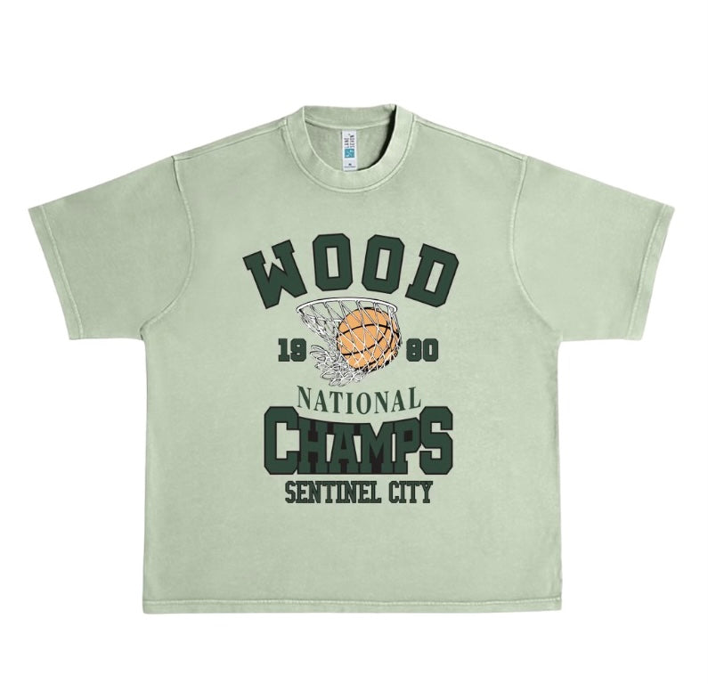 Inglewood High National Champs Vintage Heavyweight Tee - oil green/forrest