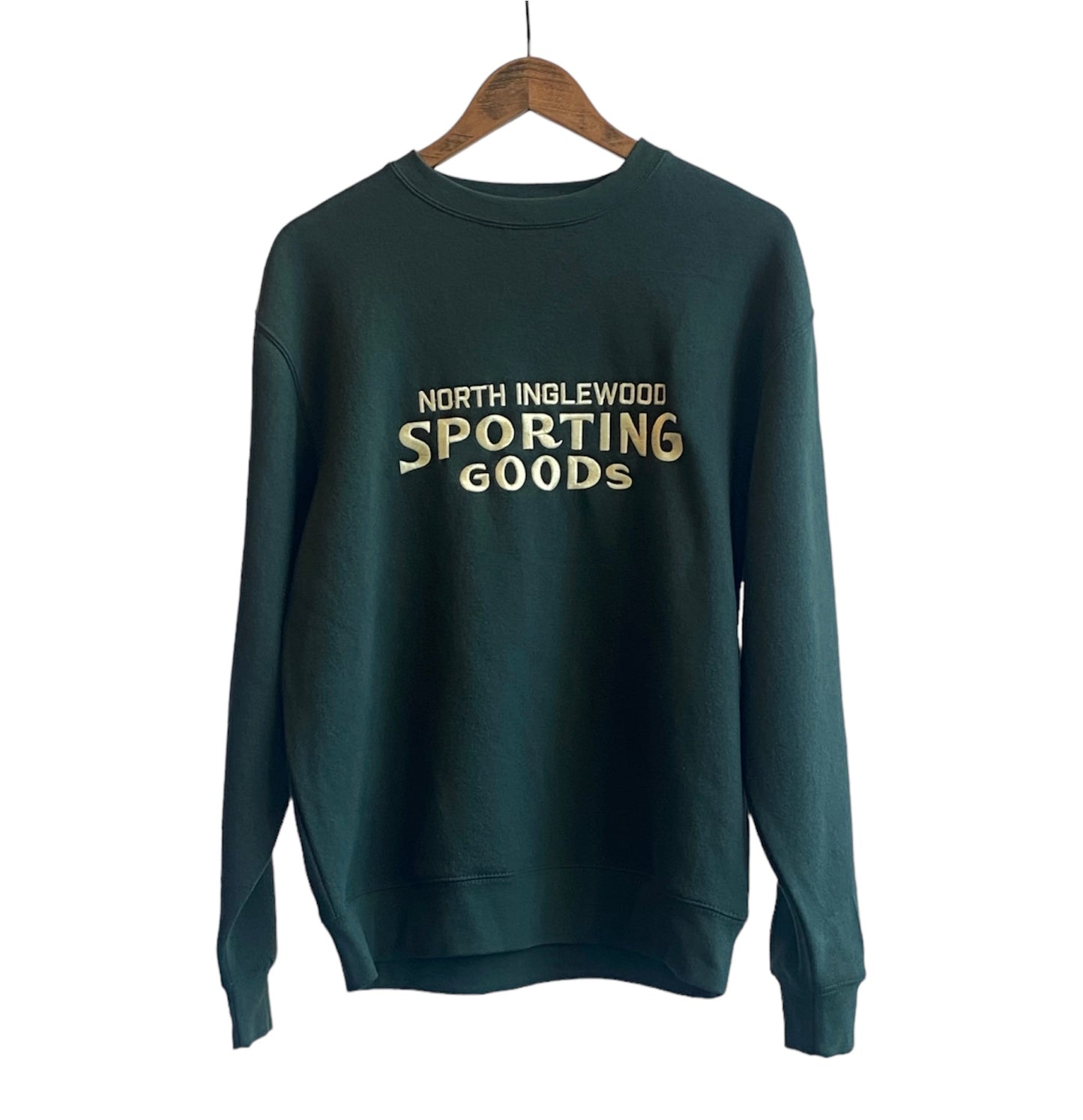 North Inglewood Sporting Goods Embroidered Crewneck - forest/cream