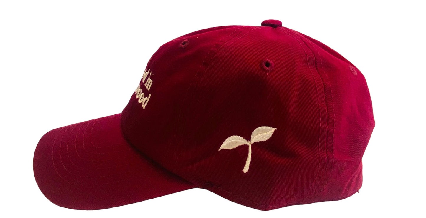 Cultivated in Inglewood Dad Cap - maroon/off white