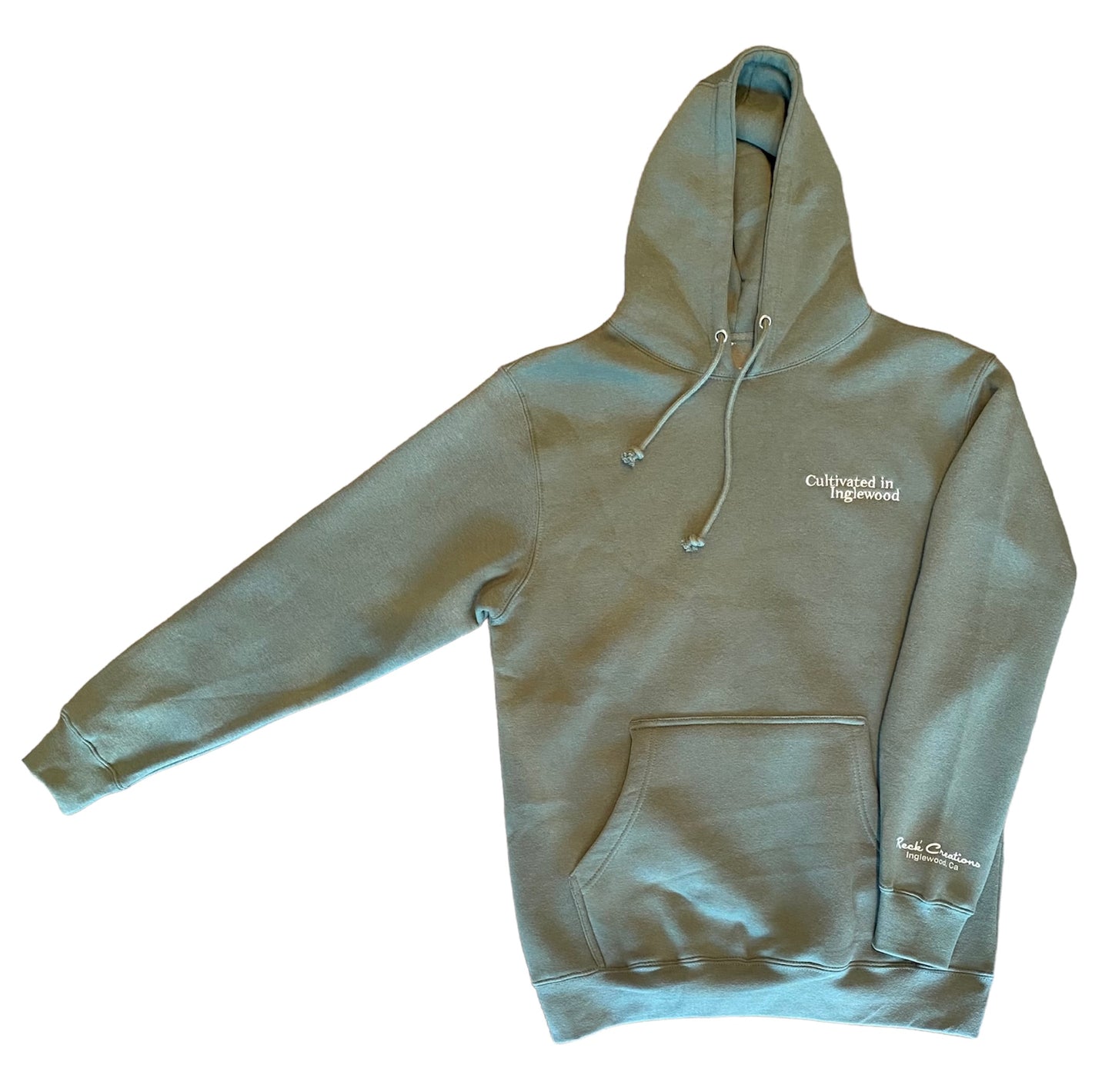 Cultivated in Inglewood Hooded Sweatshirt - sage/off white