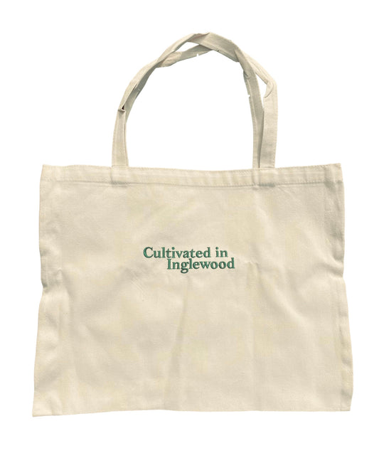 Cultivated in Inglewood Canvas Tote - cream/forrest