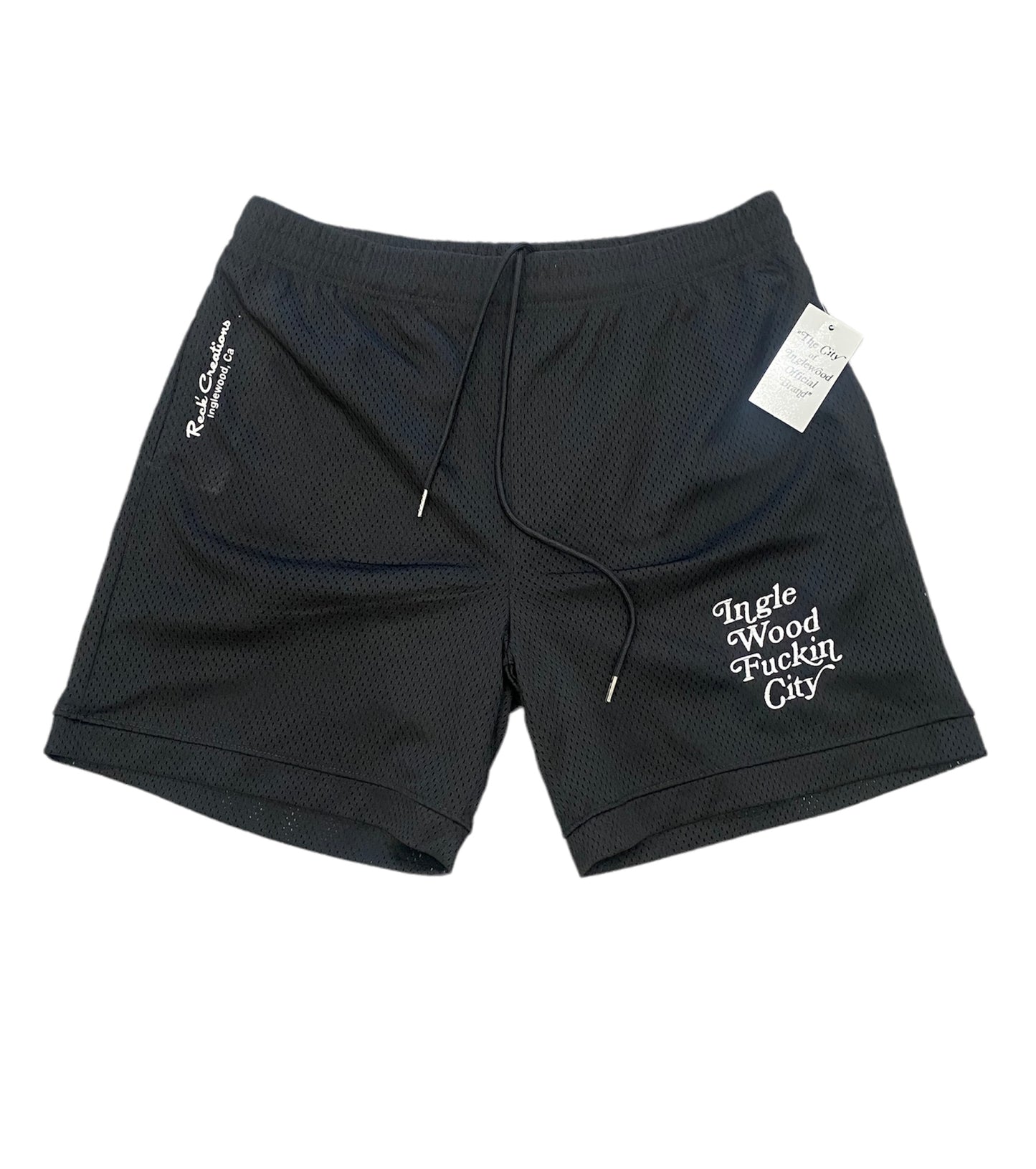 Inglewood Fuckin City Mesh Shorts - black/white